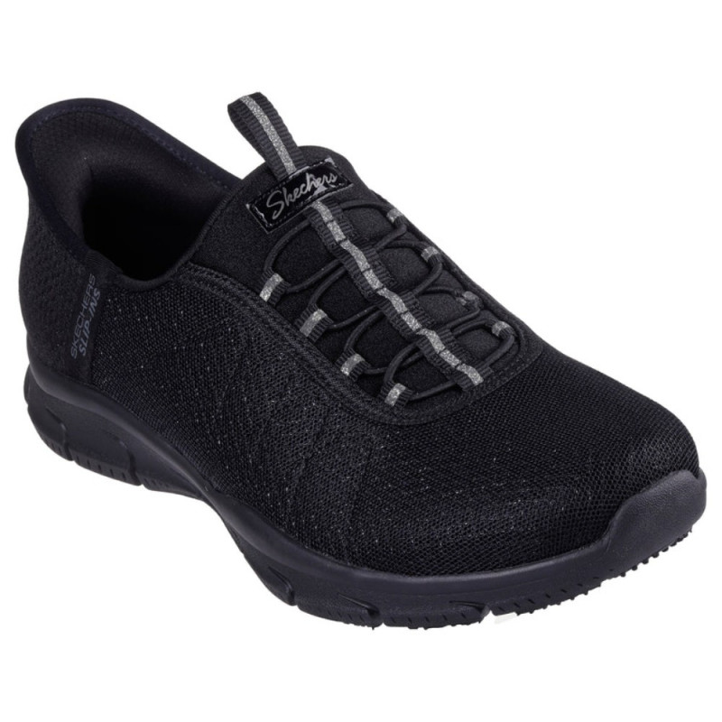 SKECHERS SLIP-INS BRILLIANCE - NIGHT SHIFTnői textil bebújós fekete sneaker 100743-BBK