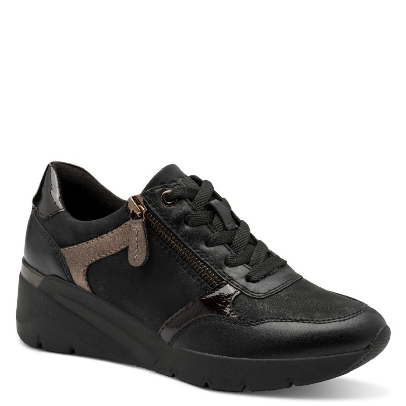 Jana női fűzős cipzáras fekete sneaker félcipő 23763-45-001 07660