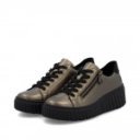 Rieker női sportos fűzős cipzáras bronz színű bőr félcipő N2501-90