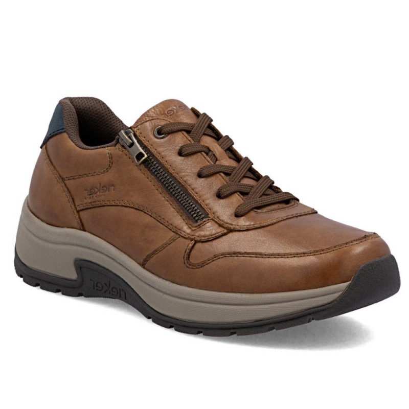 Rieker férfi fűzős-cipzáras barna bőr sneaker félcipő 11002-22