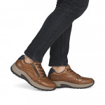 Rieker férfi fűzős-cipzáras barna bőr sneaker félcipő 11002-22
