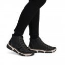 Rieker női fűzős cipzáras fekete bőr bokacipő 45906-00