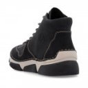 Rieker női fűzős cipzáras fekete bőr bokacipő 45906-00