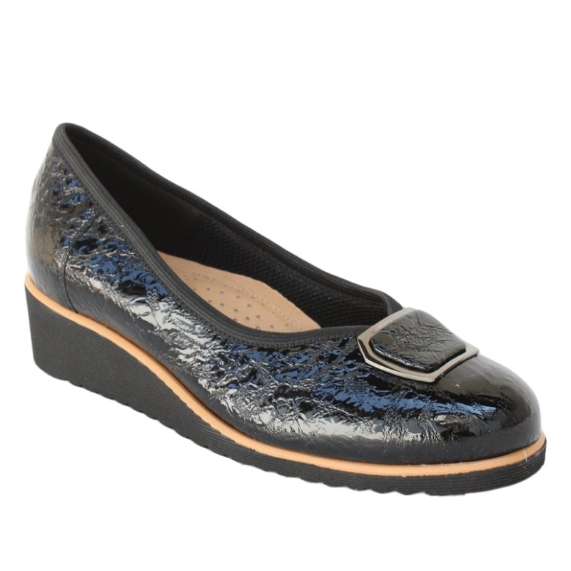 Lorenzo de Pazzi női fekete lakk bőr bebújós félcipő 1888-3248 07683