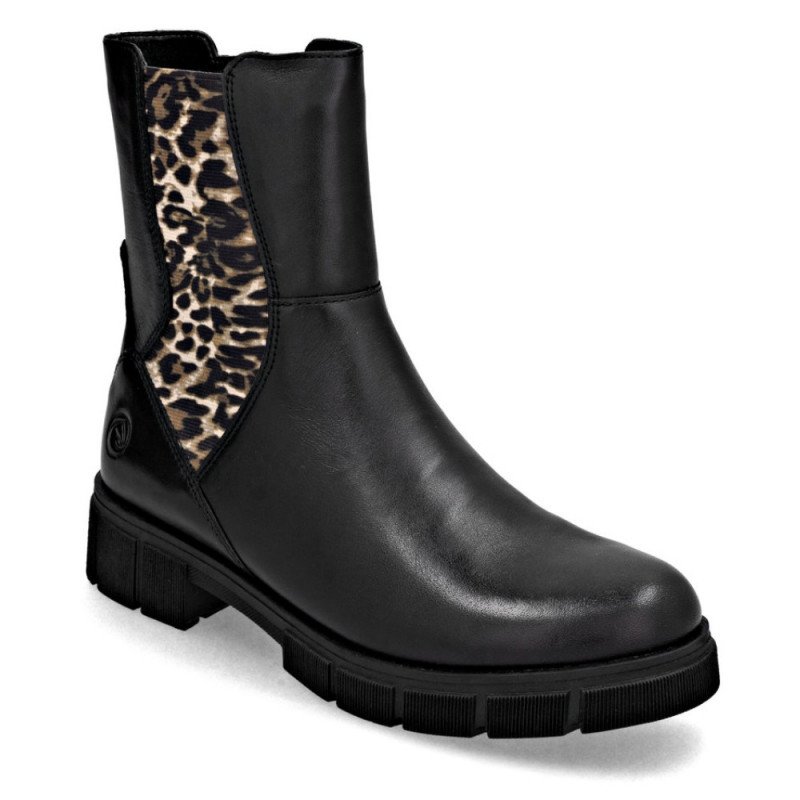 Remonte női cipzáras bőr bokacsizma gumírozott betéttel D2S70-03