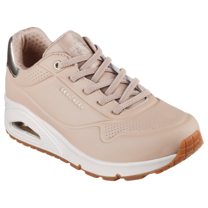 Skechers Uno Shimmer női bebújós gumifűzős sneaker cipő púder színű 155196-NUDE