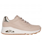 Skechers Uno Shimmer női bebújós gumifűzős sneaker cipő púder színű 155196-NUDE