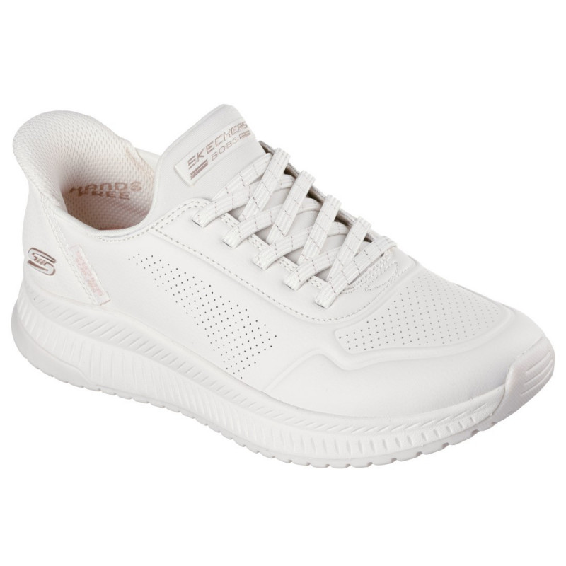 Skechers Slip-Ins Bobs Squad 4 - Key Lock női bebújós fehér sneaker cipő 117740-W