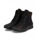 Rieker női fűzős cipzáras fekete bokacipő 55031-00