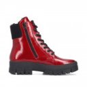 Rieker női fűzős cipzáras piros lakk bokacipő Y0220-33