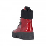 Rieker női fűzős cipzáras piros lakk bokacipő Y0220-33