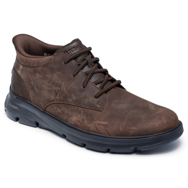 Skechers Slip-ins Arch Fit Garza - Ridley férfi barna bőr bokacipő 205514-COC