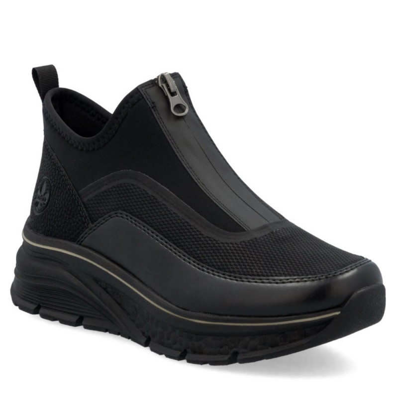 Rieker női elöl cipzáras fekete bokacipő 48053-00