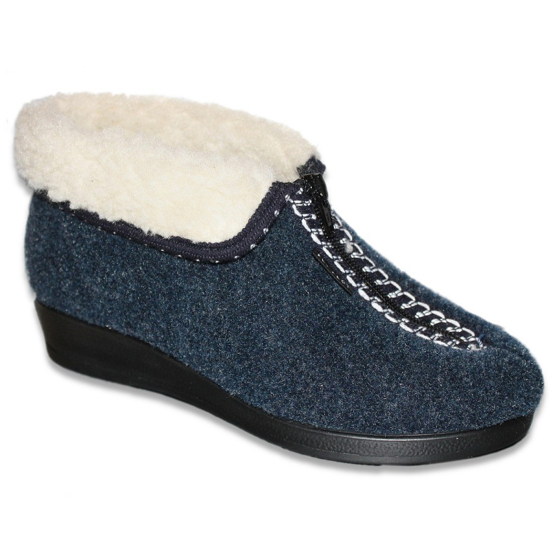 Fly Flot női bebújós cipzáras házicipő - mamusz Q3U04 IX kék 07703