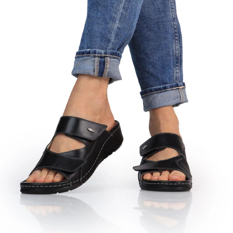 Batz Trudi black női két tépőzáras papucs