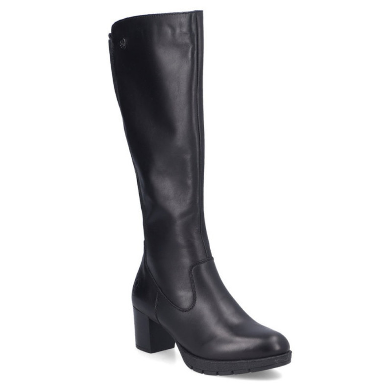 Rieker női fekete bőr csizma vario szárral 77684-00