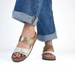 Batz Mallorca beige-gold mix női papucs Női Batz