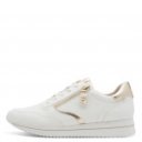 Jana női sportos sneaker fűzős cipzáras félcipő fehér-arany mix 23774-43-196 07733