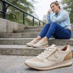 Jana női fűzős cipzáras sneaker félcipő elefntcsont szín-bézs-arany mix 23774-43-414 07738