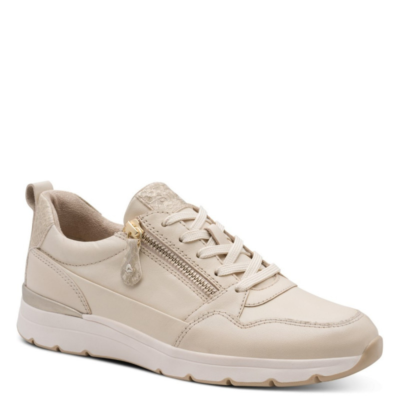 Jana női sportos fűzős-cipzáras bőr félcipő - LT gold - 23702-46-909 07739