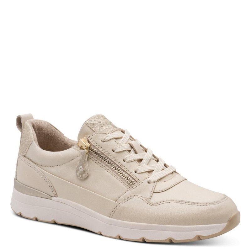 Jana női sportos fűzős-cipzáras bőr félcipő - LT gold - 23702-46-909 07739