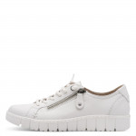Jana női sportos cipzáras-fűzős bőr fehér félcipő 23704-46-100 07740