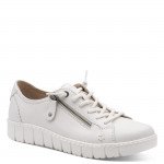 Jana női sportos cipzáras-fűzős bőr fehér félcipő 23704-46-100 07740 Női Jana