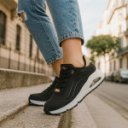 Skecher Uno Gen1 Shimmer Wave lányka - női fűzős sneaker cipő 310286L-BLK