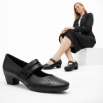 Jana Soft Line női tépőzáras feketebőr félcipő 22700-46-001 07742