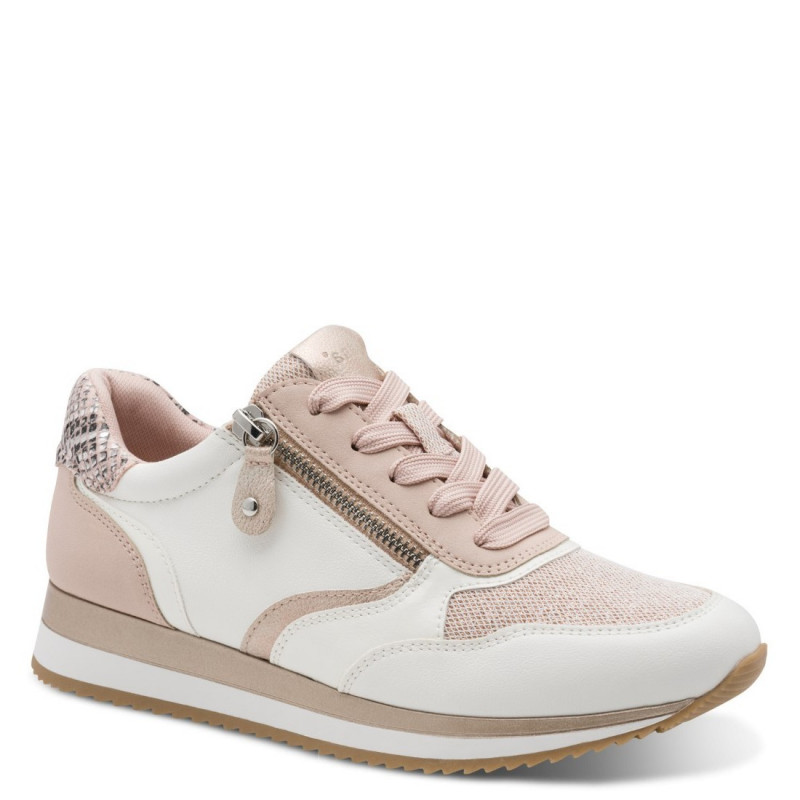 Jana női fűzős cipzáras sneaker félcipő rózsaszín-fehér mix 23774-43-597 07743
