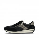 Rieker női bőr fűzős két cipzáras sportos fekete mix félcipő N1210-00