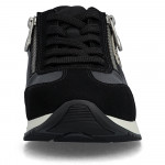 Rieker női bőr fűzős két cipzáras sportos fekete mix félcipő N1210-00