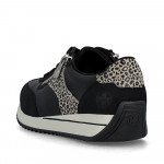 Rieker női bőr fűzős két cipzáras sportos fekete mix félcipő N1210-00