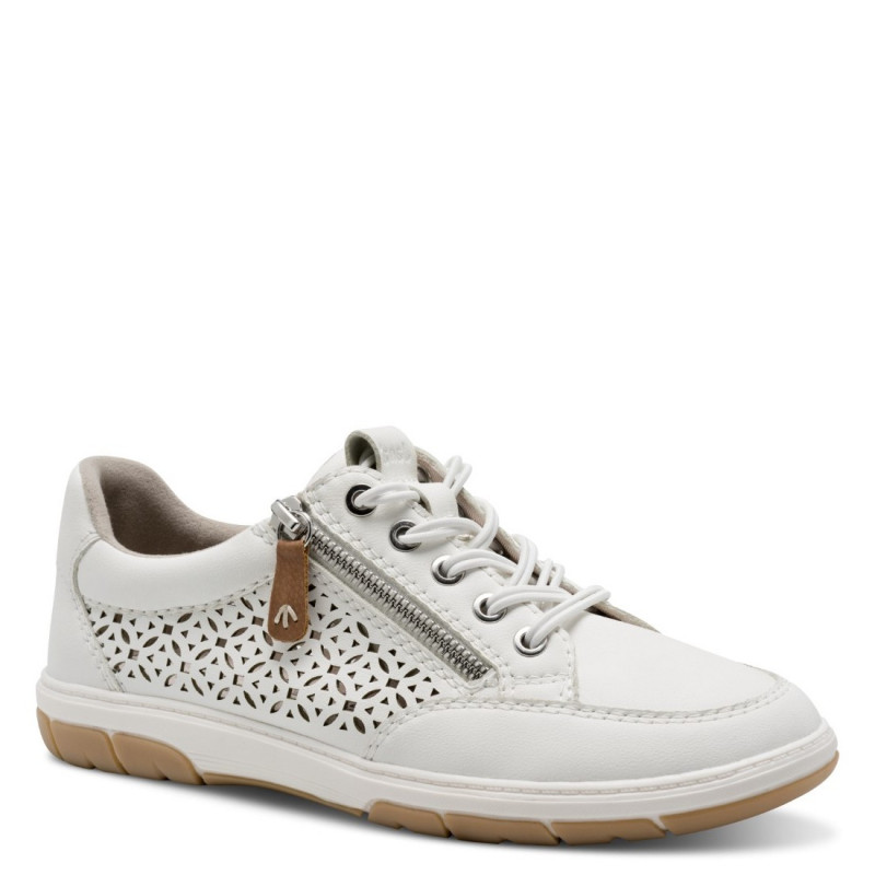 Jana női sportos fűzős cipzáras fehér félcipő 23665-44-100 07746