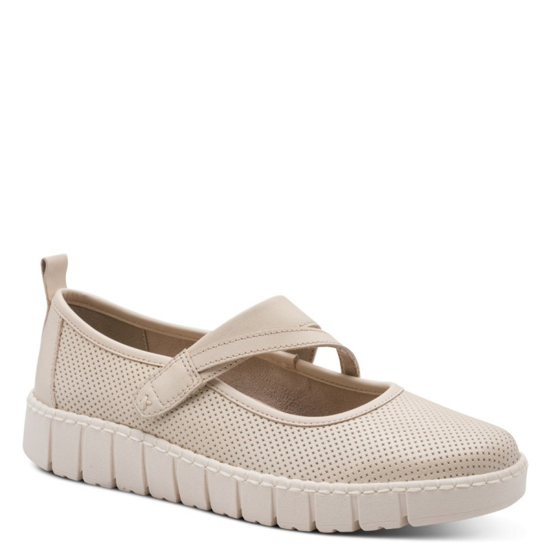 Jana tépőzáras bézs balerina bőr cipő 24764-46-400 07747