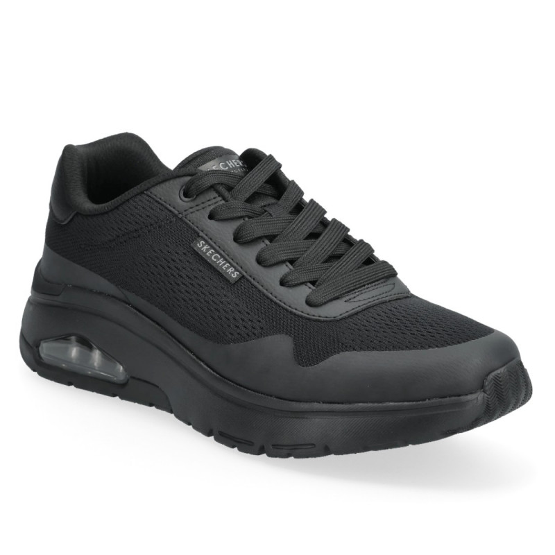 Skechers Uno Flex Spring On Air fekete fűzős sneaker cipő 177794-BBK