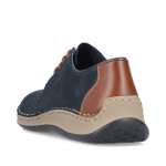 Rieker férfi fűzős kék perforált bőr félcipő extra széles 05226-14