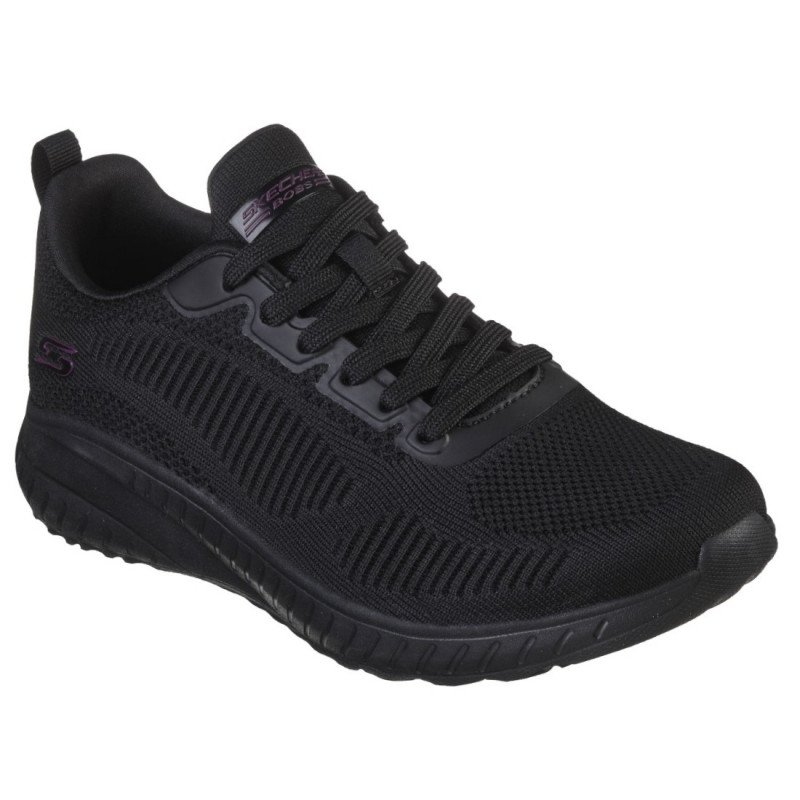 Skechers BOBS Squad Chaos Face Off női fűzős fekete sportcipő széles bőséggel 117209W-BBK