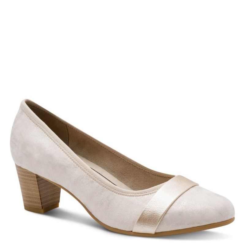 Jana elegáns női bézs arany kombi körömcipő 22467-42-499 07765