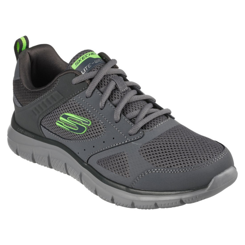 Skechers Track Syntac férfi szürke fűzős sportcipő 232398-CHAR