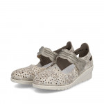 Rieker női metálfényű tépőzáras lyukacsos bőr félcipő L5359-90