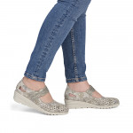 Rieker női metálfényű tépőzáras lyukacsos bőr félcipő L5359-90