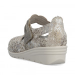 Rieker női metálfényű tépőzáras lyukacsos bőr félcipő L5359-90