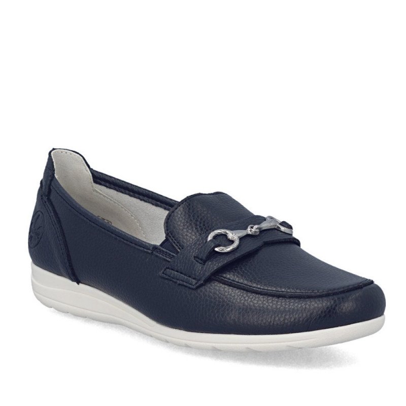 Rieker női bebújós sötétkék bőr mokaszin félcipő L9355-14