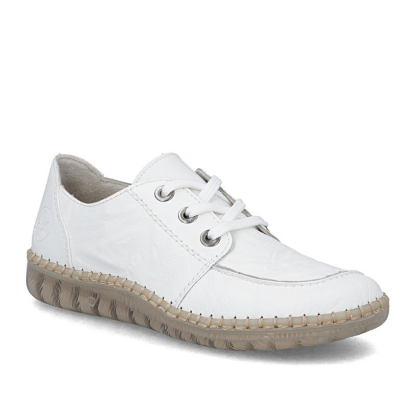 Rieker női fehér fűzős bőr félcipő N2402-80