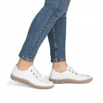 Rieker női fehér fűzős bőr félcipő N2402-80