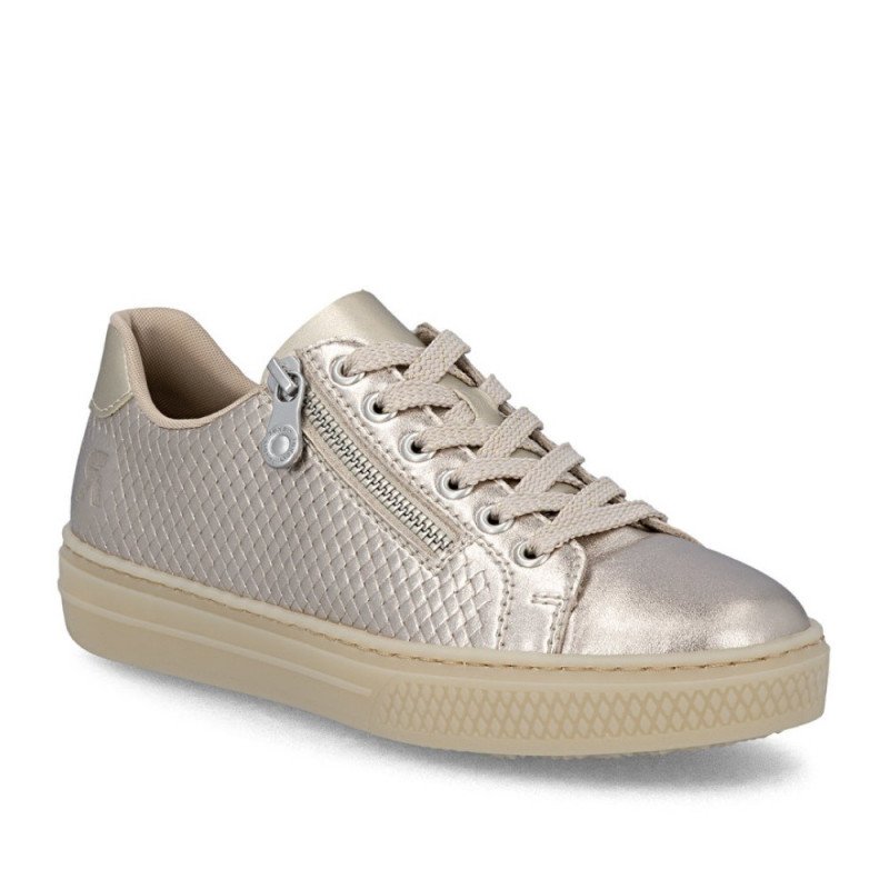 Rieker metál fényű női fűzős cipzáras sneaker félcipő L5955-90