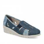 Rieker kék kombi női bebújós bőr félcipő L5358-12 Női Rieker