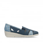 Rieker kék kombi női bebújós bőr félcipő L5358-12
