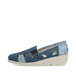 Rieker kék kombi női bebújós bőr félcipő L5358-12